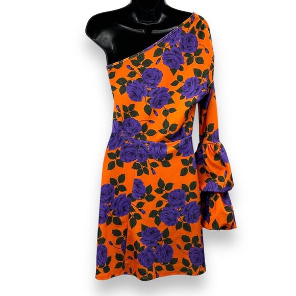 ASOS One Shoulder Mini Skater Dress with Double Bubble Sleeve Size 8 - Picture 6 of 12